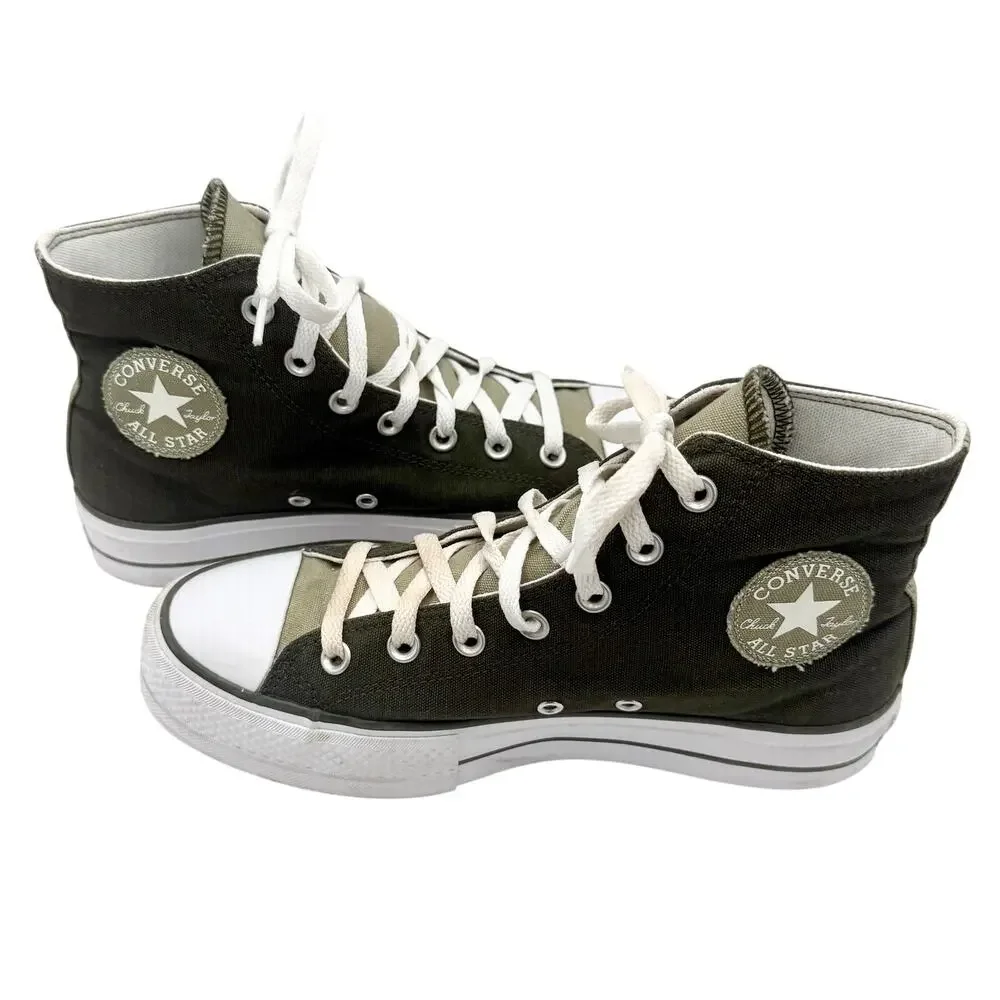 Converse Chuck Taylor Lift Platform High Top Olive Green Mens 6.5 Womens 8.5